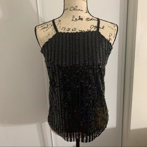 No Boundaries Jr. Black High Neck Sequin Cami